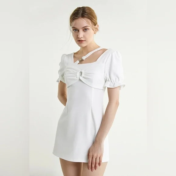 J.ING White Mini Dress with Bow - Picture 5 of 10